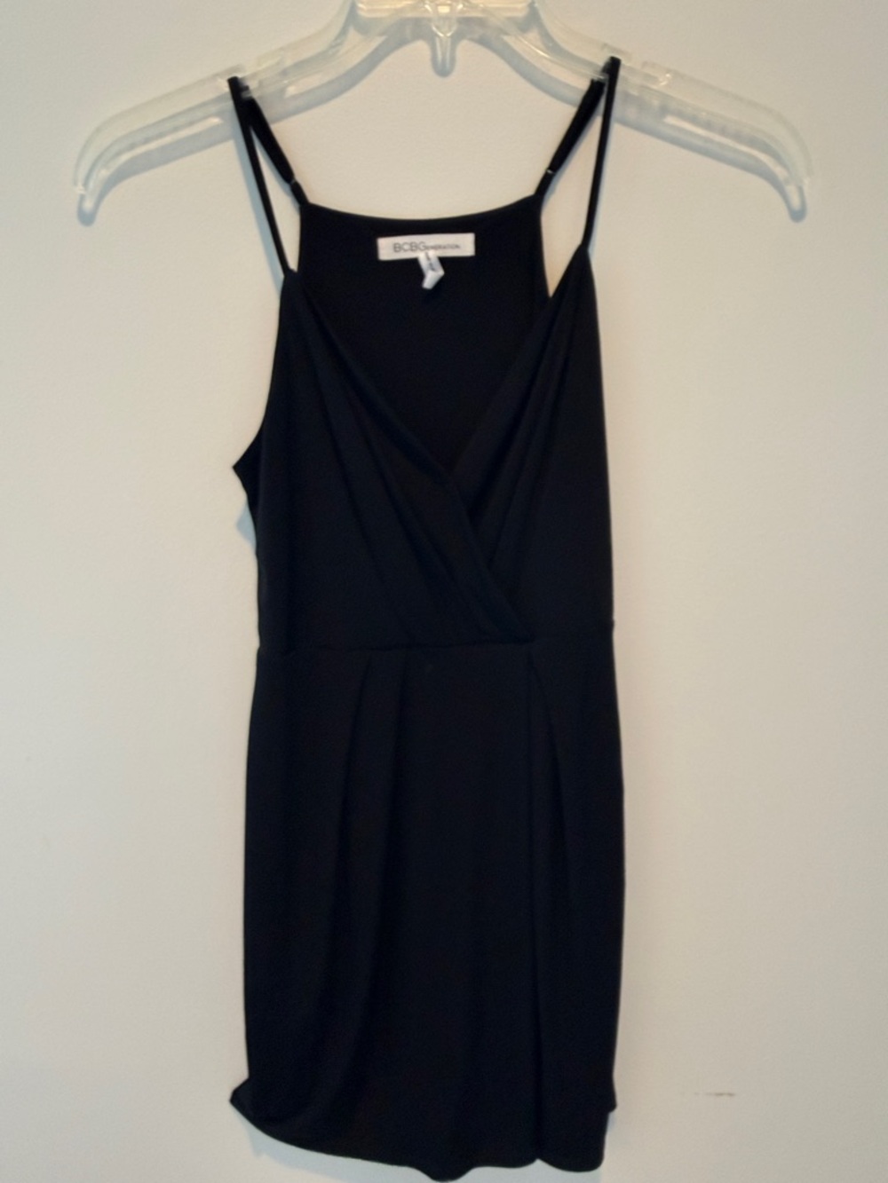 BCBGeneration Black Spaghetti-Strap V-Neck Mini Dress
